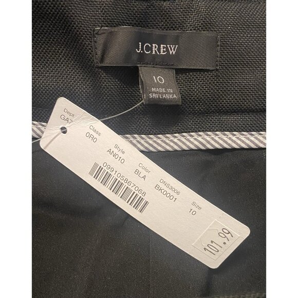 J Crew Pants Womens 10 Black Wide Leg Crop Pleated High Rise Linen NWT $128 - Picture 9 of 9